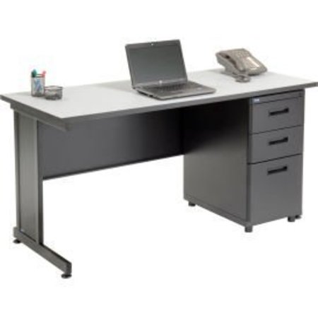 GLOBAL EQUIPMENT Interion    Office Desk With 3 Drawers, 60"W x 24"D - Gray 670073GY